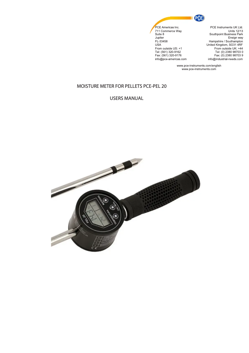 Página 1 del manual Manual de usuario PCE Instruments PCE-PEL 20