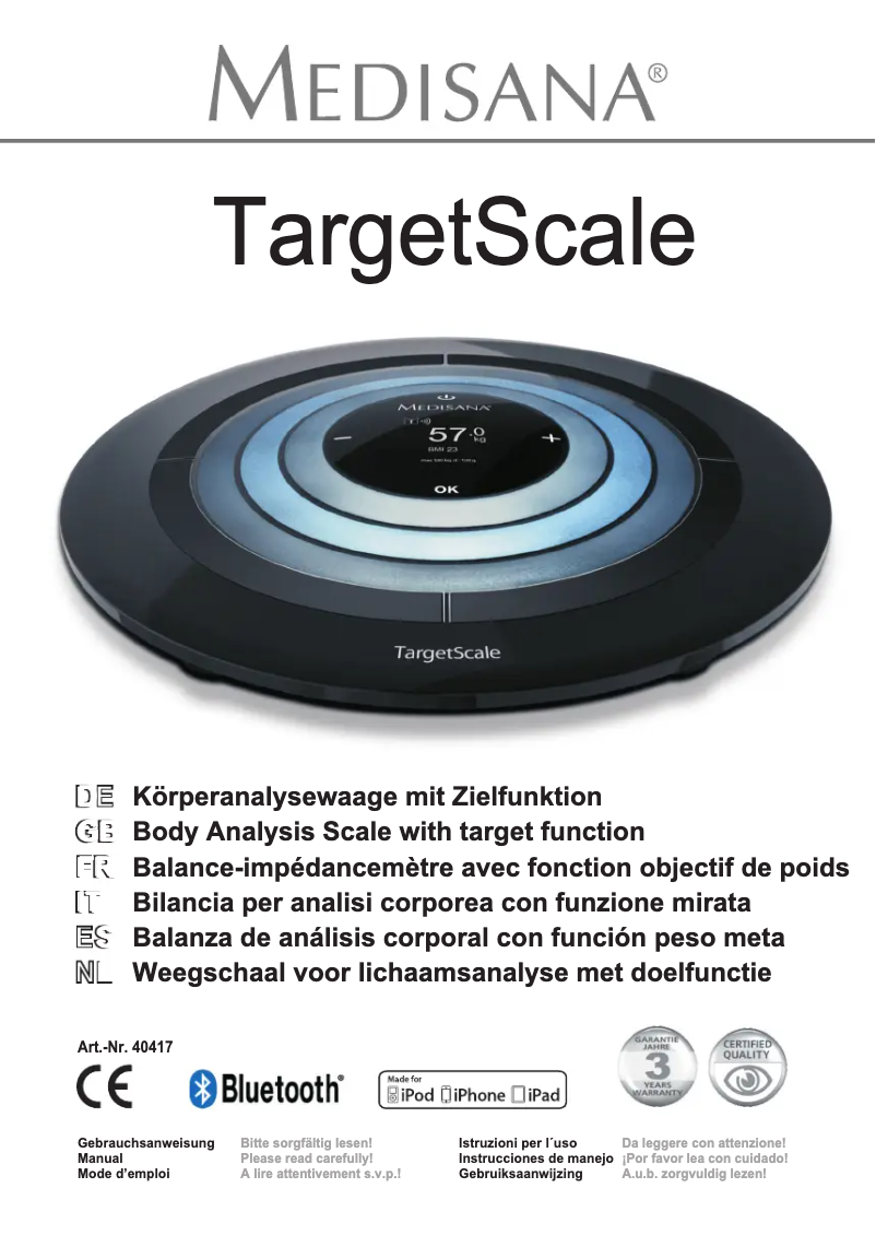 Imagen de la primera página del manual del dispositivo 40417 TargetScale