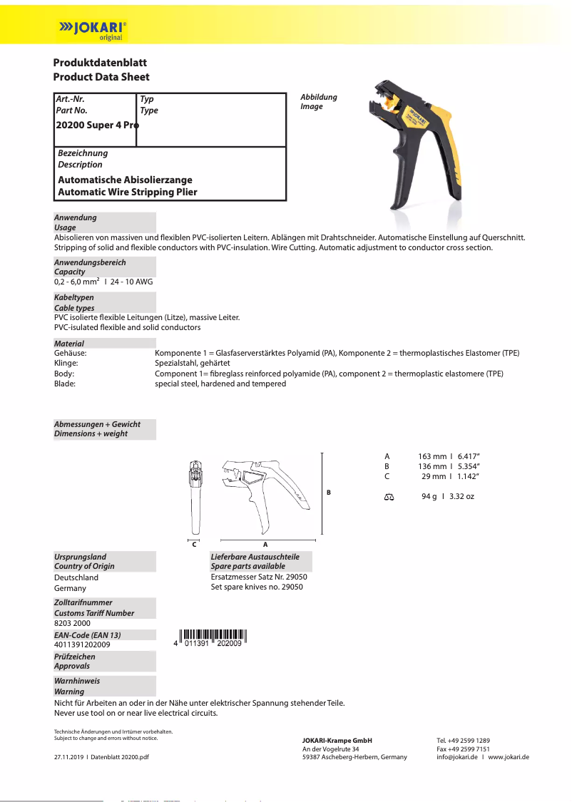 Imagen de la primera página del manual del dispositivo JOK20200