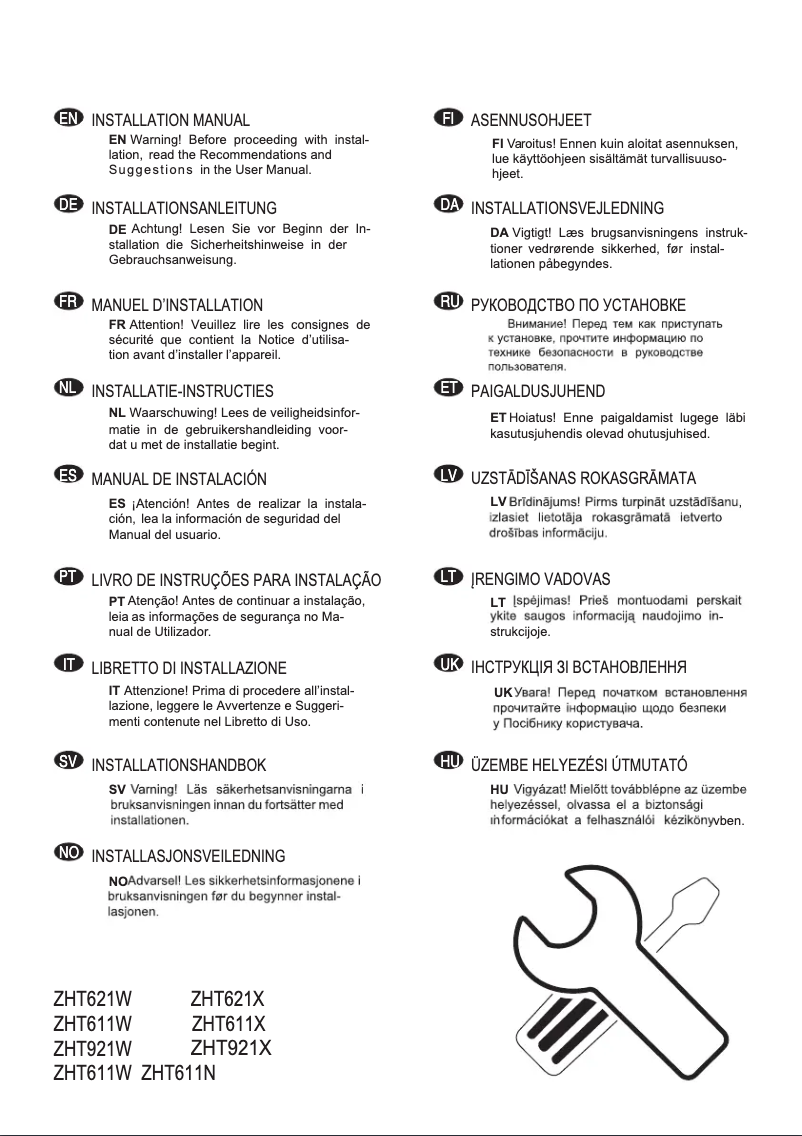 Página 1 del manual Guía de instalación Zanussi ZHT611X