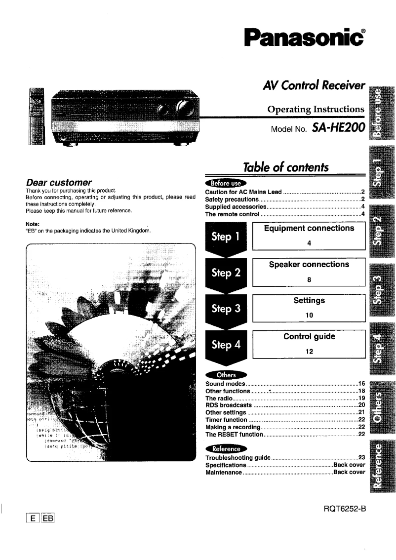 Página 1 del manual Manual de usuario Panasonic SA-HE200