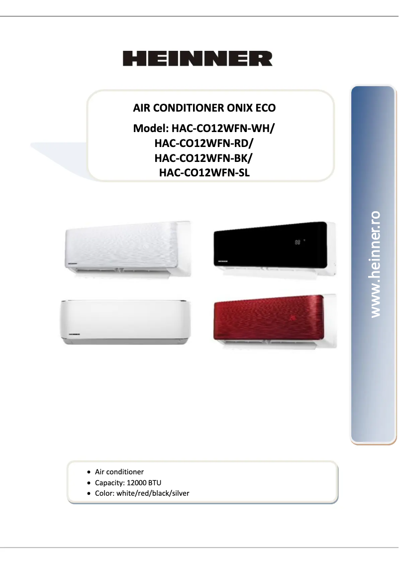Imagen de la primera página del manual del dispositivo HAC-CO12WFN-RD