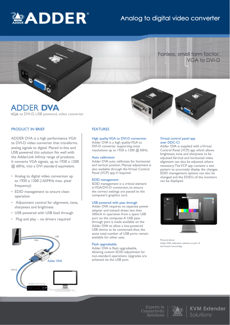 Imagen de la primera página del manual del dispositivo ADDER-DVA