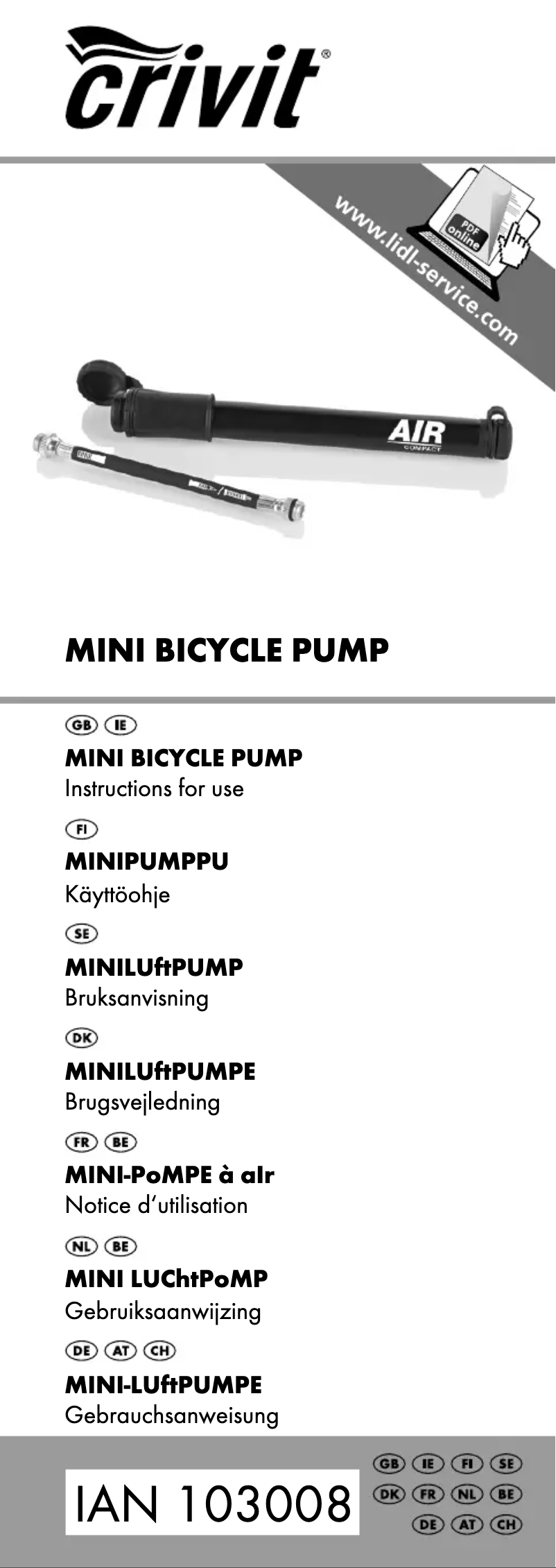 Página nº 1 - Manual de usuario Crivit IAN 103008