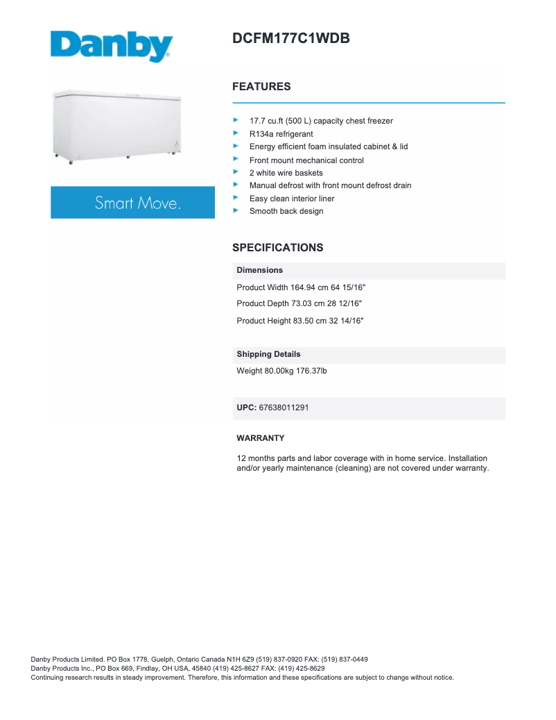 Página nº 1 - Ficha técnica Danby DCFM177C1
