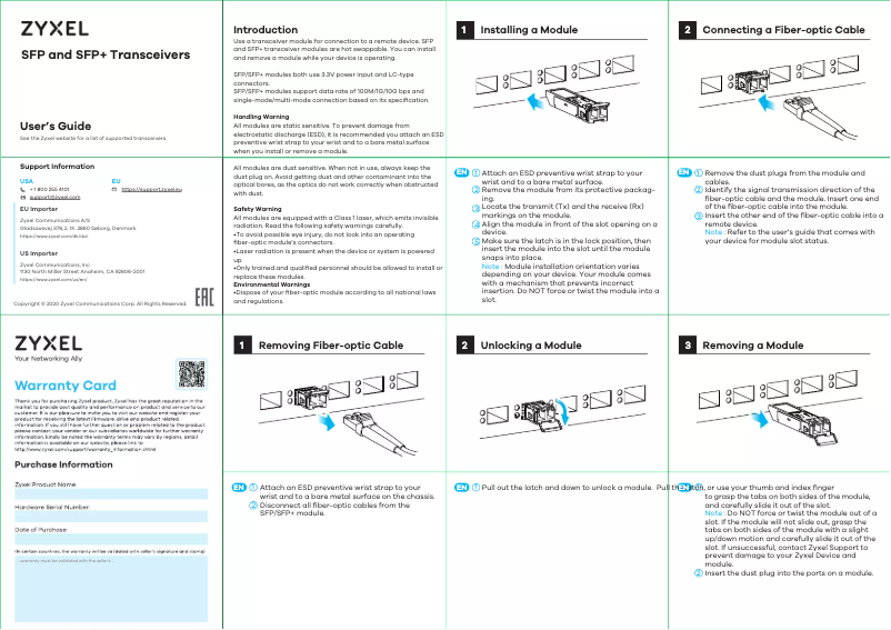 Página 1 del manual Manual de instrucciones ZyXEL SFP-BX1550-E
