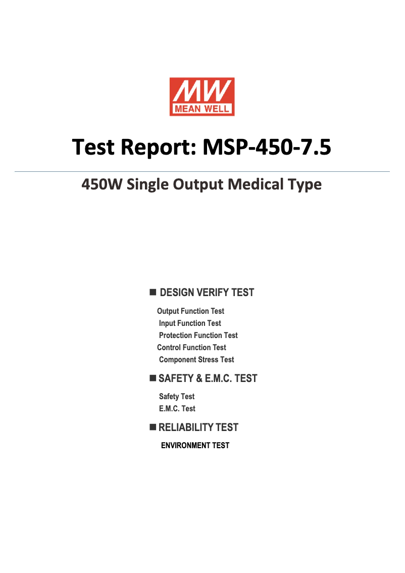 Página 1 del manual Ficha técnica Mean Well MSP-450-7.5