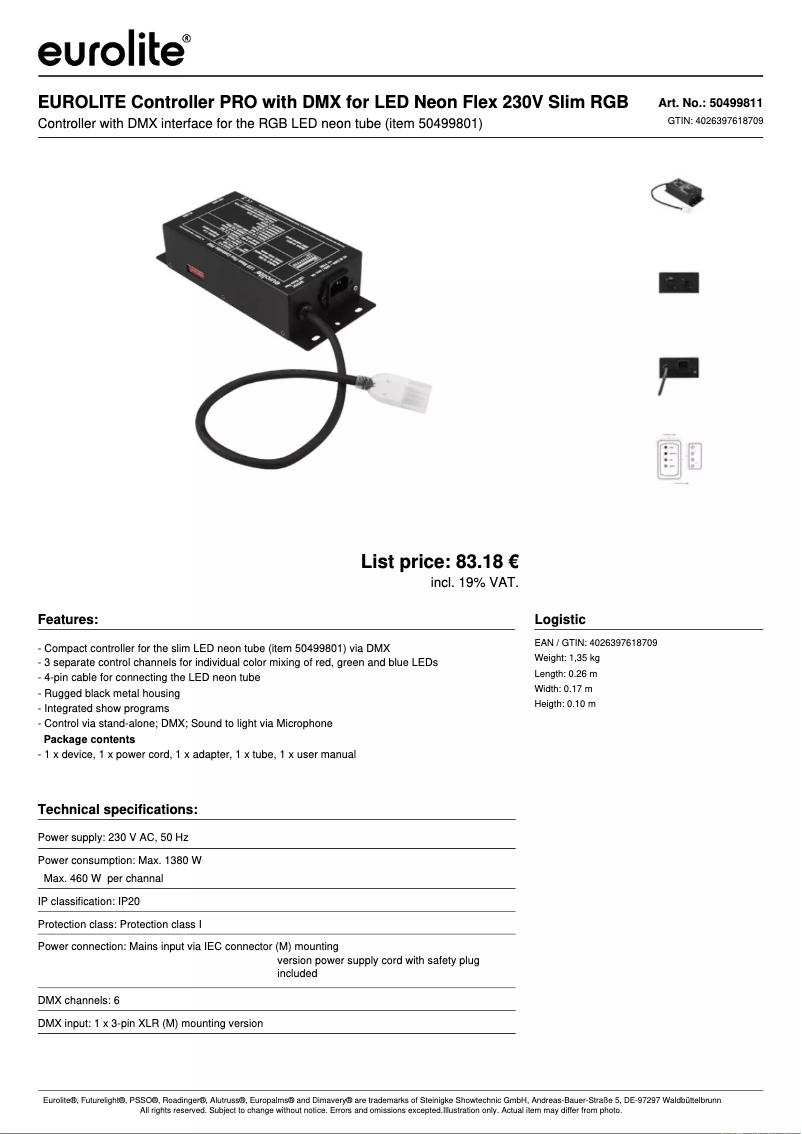 Imagen de la primera página del manual del dispositivo LED Neon Flex Controller Pro