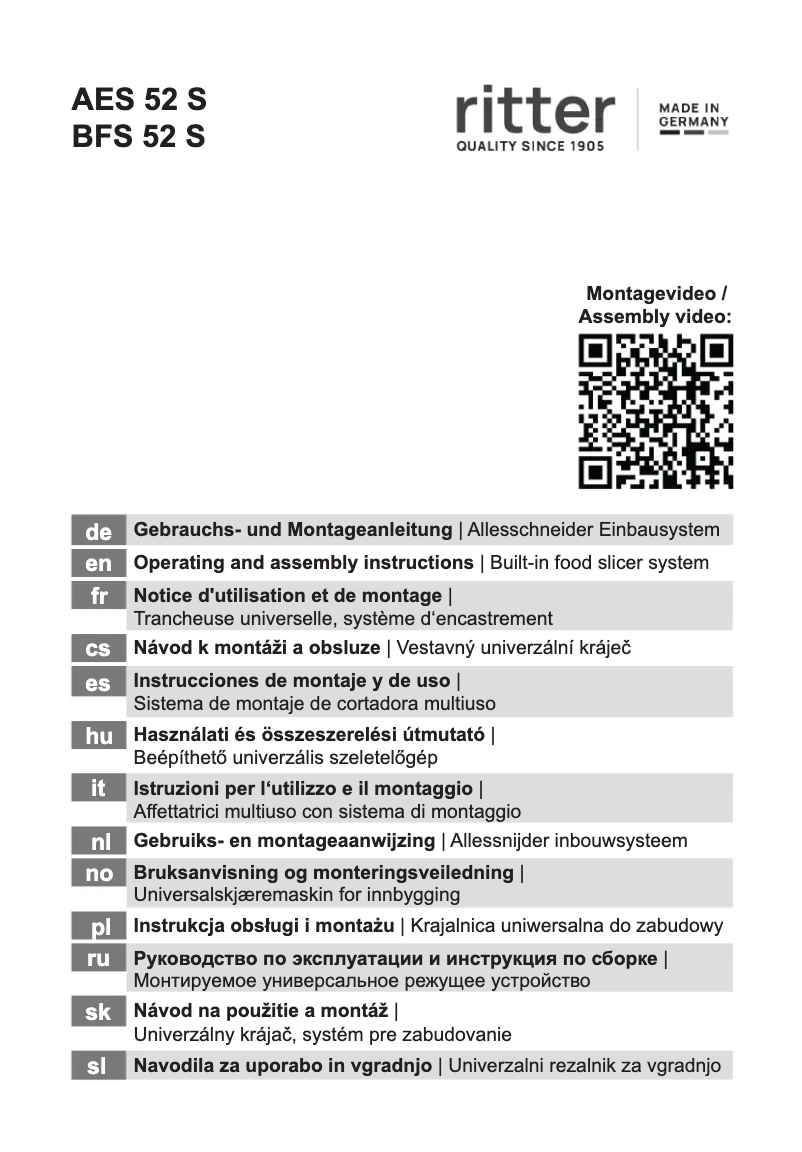 Página 1 del manual Manual de usuario Ritter AES 52 S