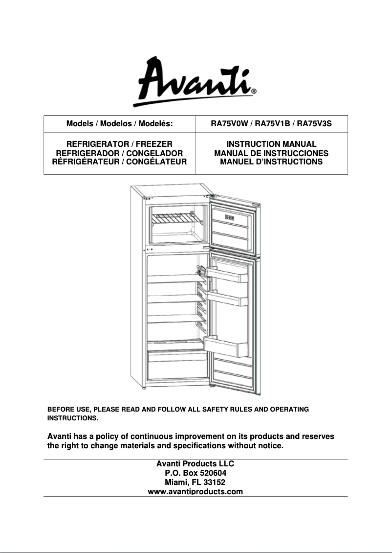 Imagen de la primera página del manual del dispositivo RA75V1B