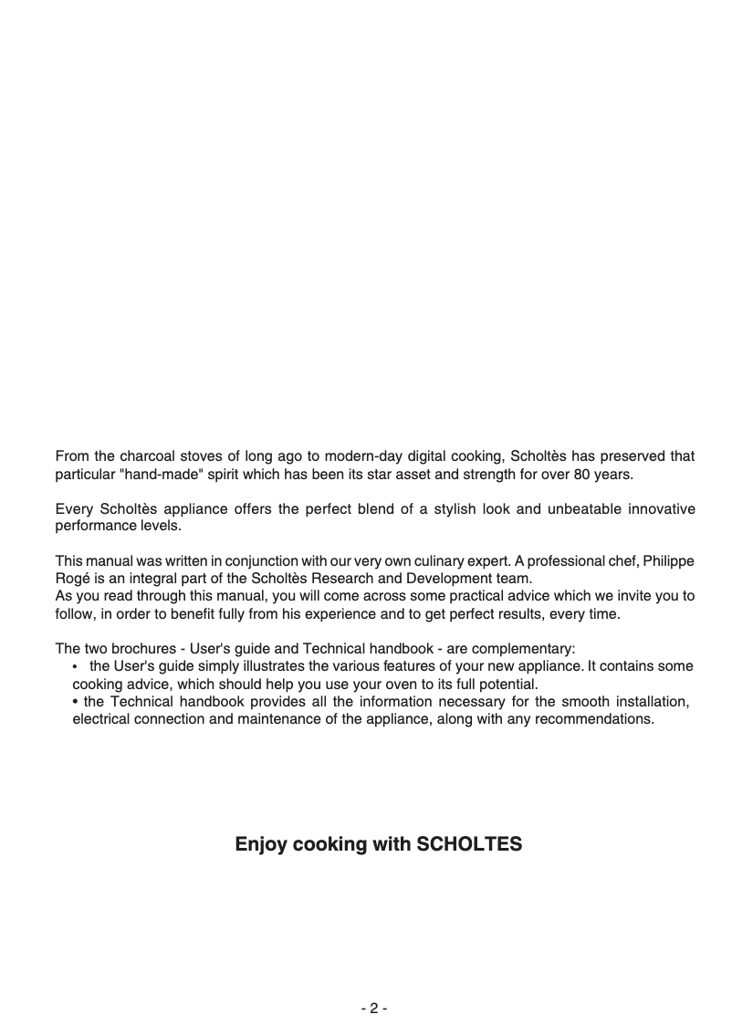 Página 1 del manual Manual de usuario Scholtès FG66