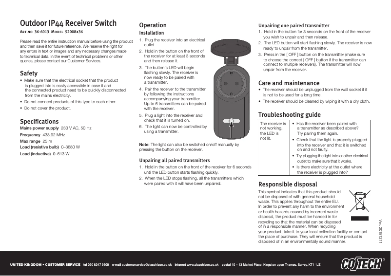 Página 1 del manual Manual de usuario Cotech 52008x36