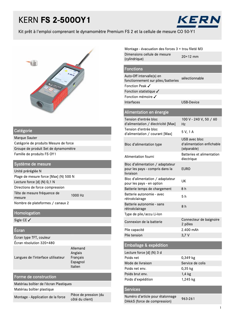 Imagen de la primera página del manual del dispositivo FS 2-500OY1