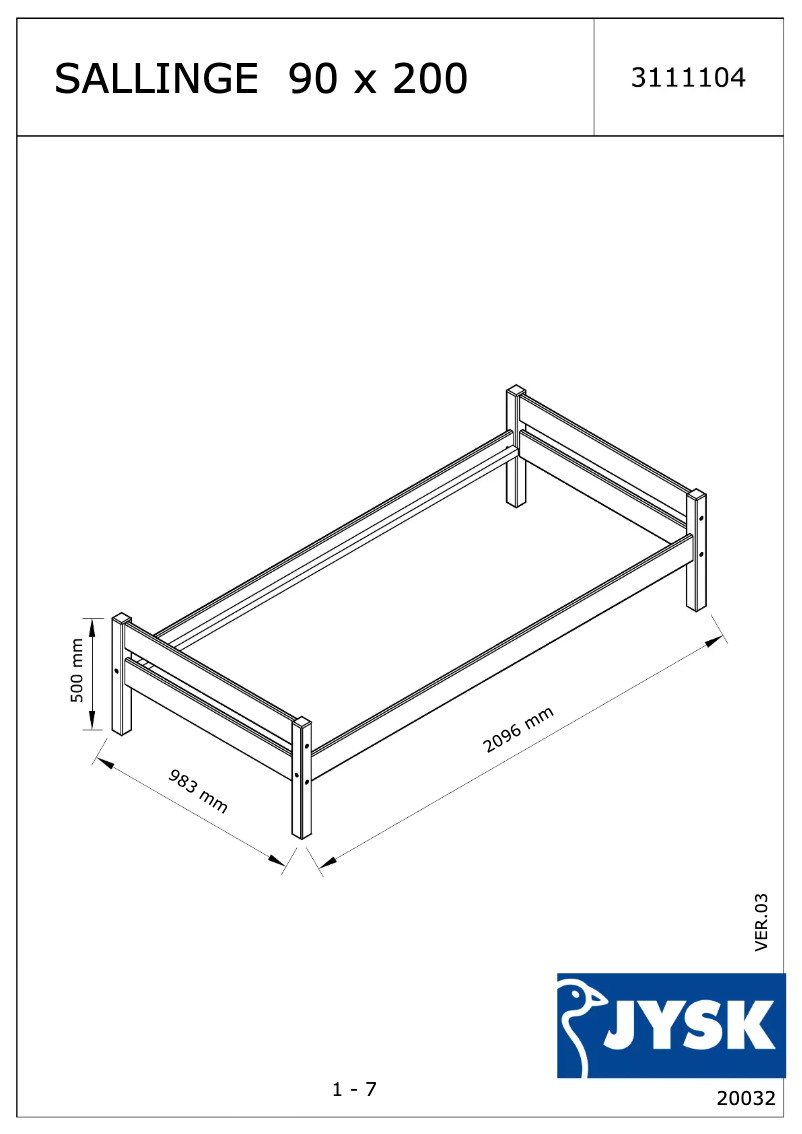 Página nº 1 - Manual de usuario JYSK Sallinge (90x200)