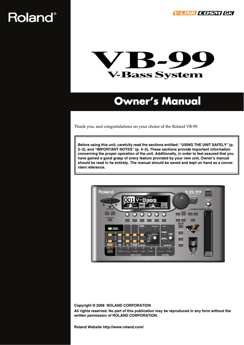 Imagen de la primera página del manual del dispositivo VB-99