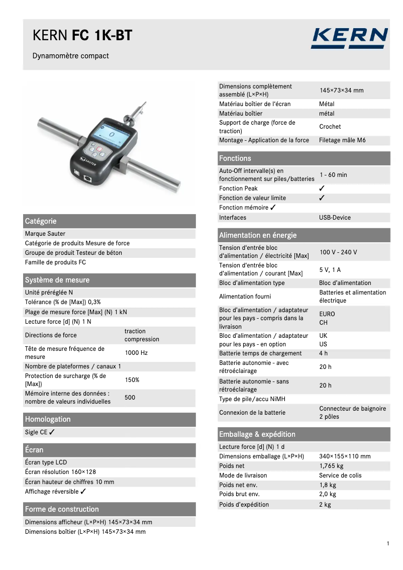 Imagen de la primera página del manual del dispositivo FC 1K-BT