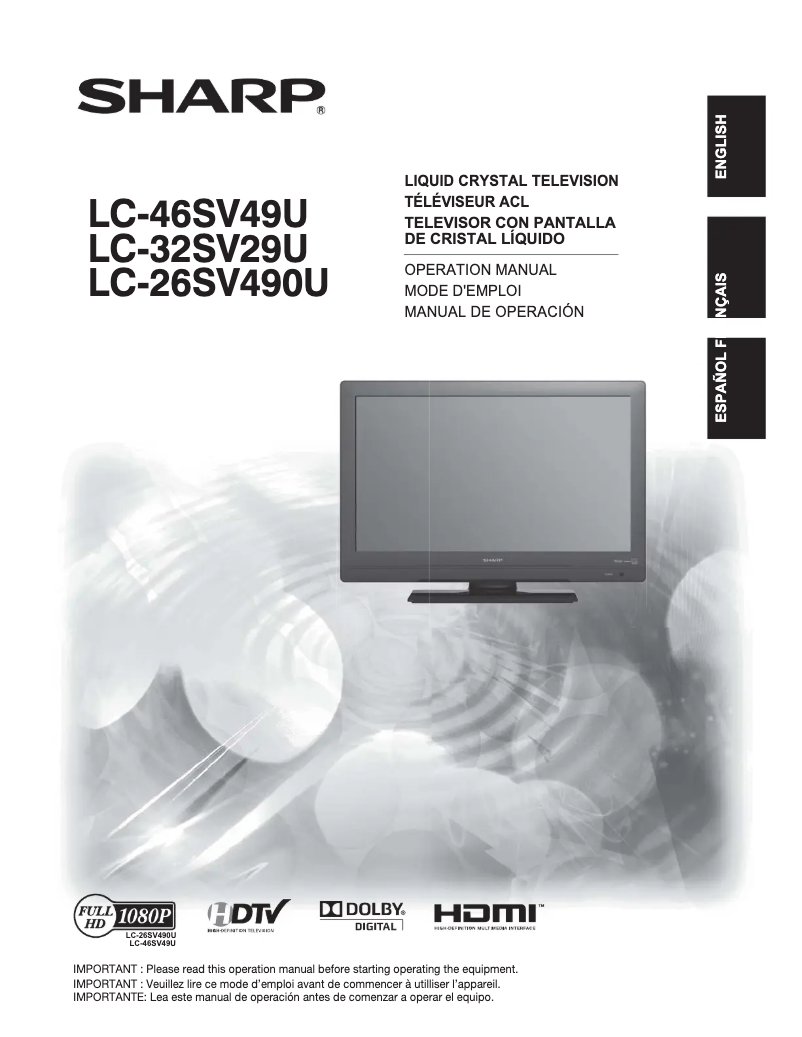 Página 1 del manual Manual de usuario Sharp Aquos LC-46SV49U