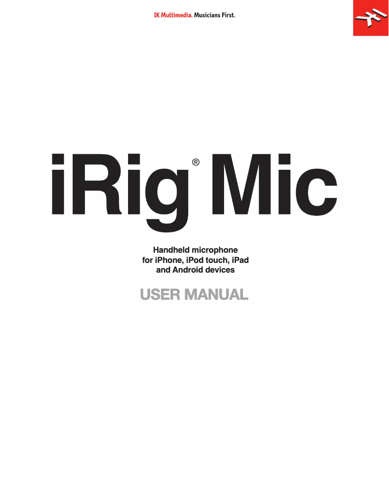 Página nº 1 - Manual de usuario IK Multimedia iRig Mic
