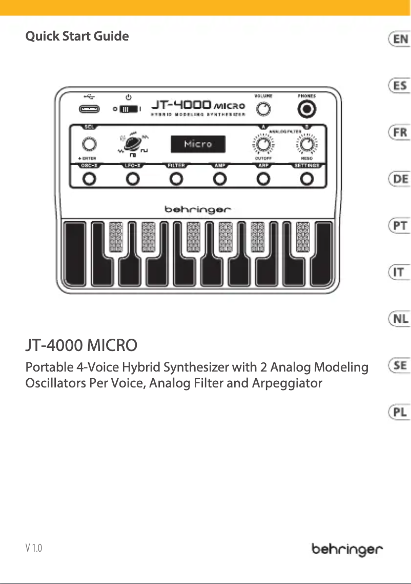 Imagen de la primera página del manual del dispositivo JT-4000 Micro