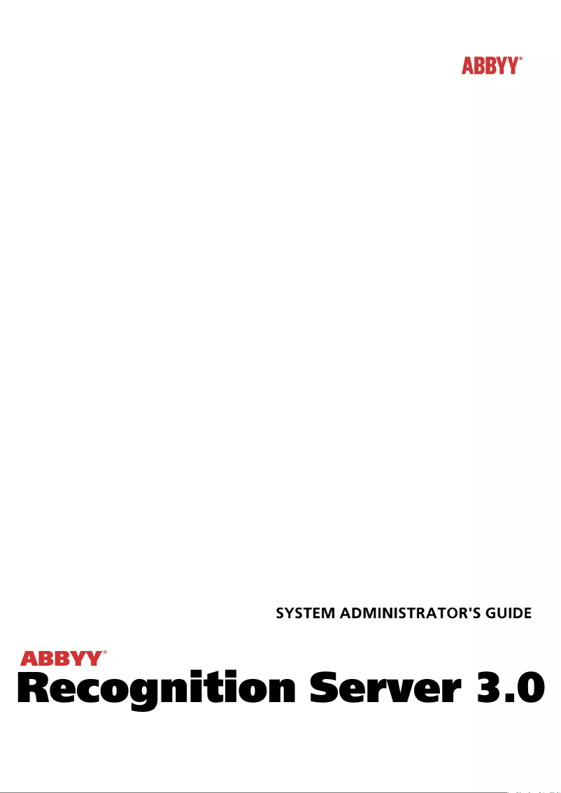 Imagen de la primera página del manual del dispositivo Recognition Server 3.0