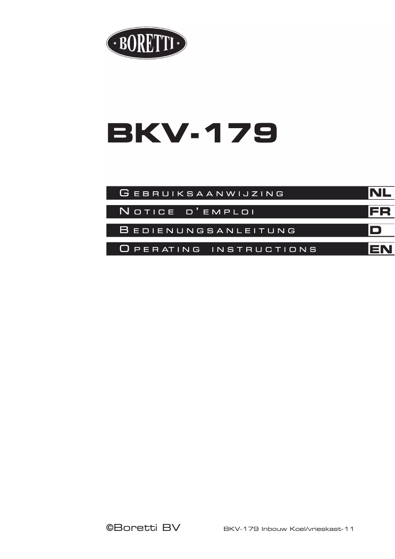 Página 1 del manual Manual de usuario Boretti BKV179