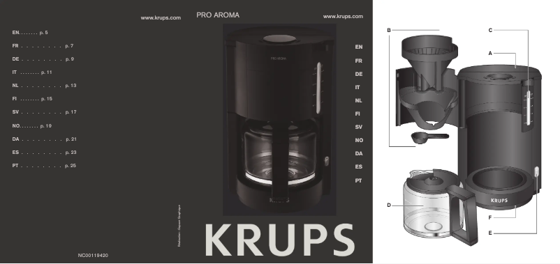 Página 1 del manual Manual de usuario Krups Pro Aroma F30901