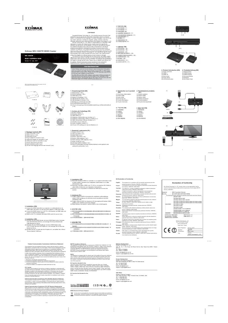 Imagen de la primera página del manual del dispositivo WD-1000TR