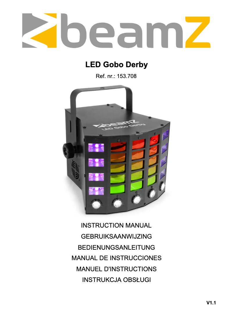 Imagen de la primera página del manual del dispositivo LED Gobo Derby
