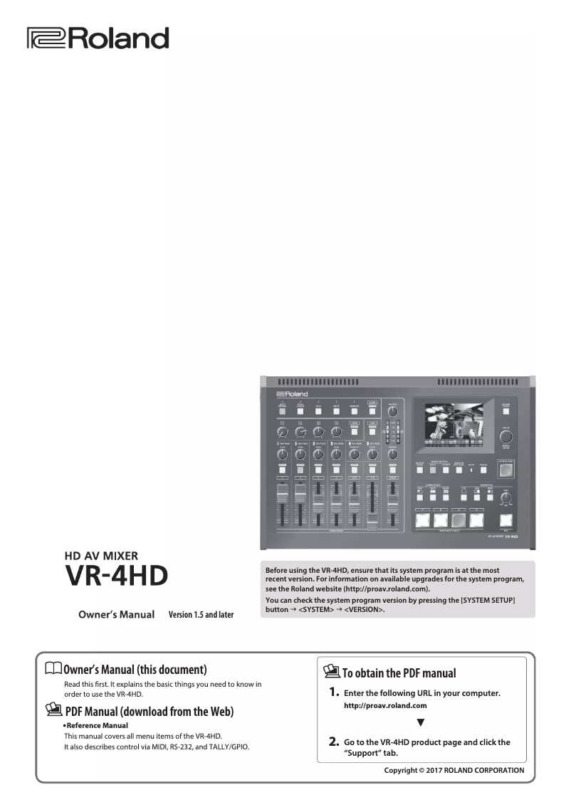 Imagen de la primera página del manual del dispositivo VR-4HD