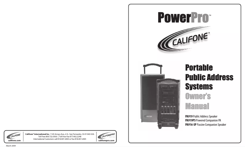 Imagen de la primera página del manual del dispositivo PA919