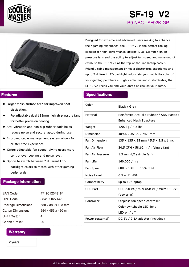 Página 1 del manual Manual de usuario Cooler Master CM Storm SF-19 V2