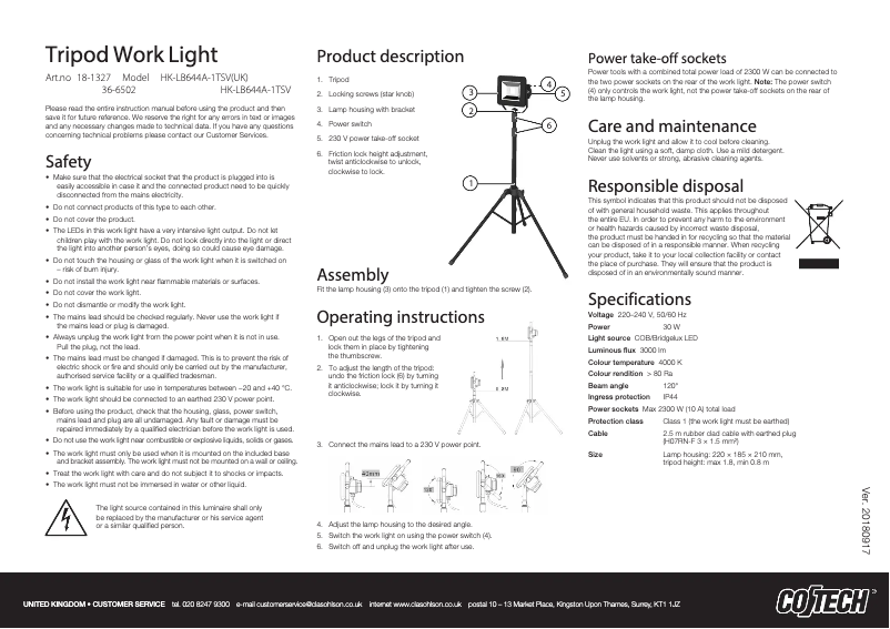 Página 1 del manual Manual de usuario Cotech HK-LB644A-1TSV