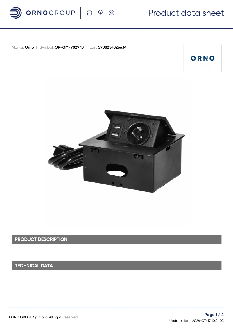 Imagen de la primera página del manual del dispositivo OR-GM-9029