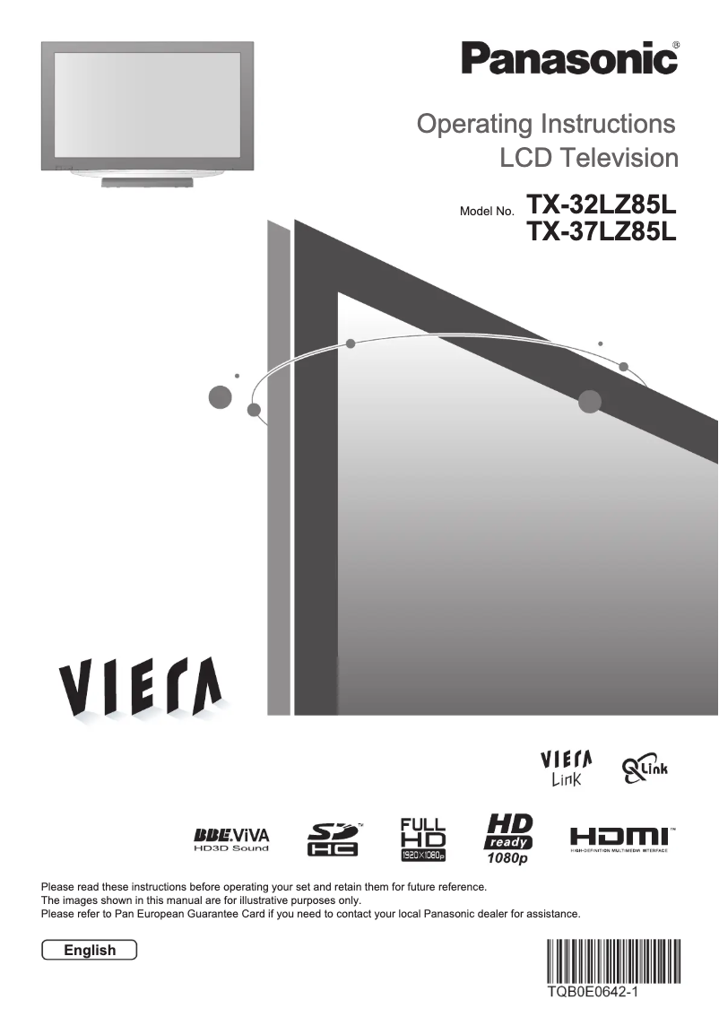 Imagen de la primera página del manual del dispositivo Viera TX-32LZ85L