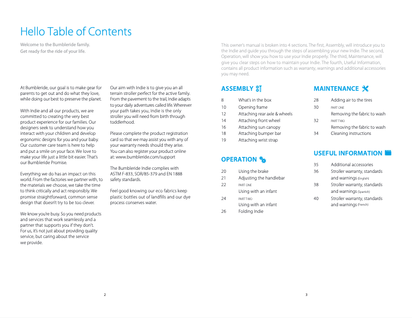 Página 1 del manual Manual de usuario Bumbleride Indie (2020)