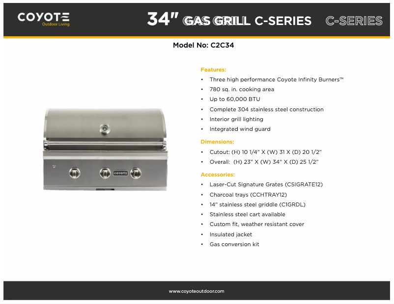 Página 1 del manual Ficha técnica Coyote C2C34LP