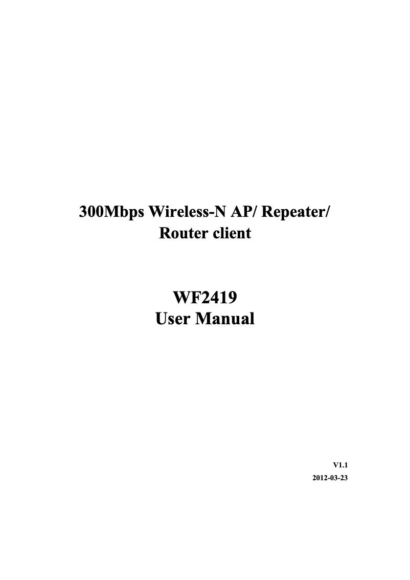 Imagen de la primera página del manual del dispositivo WF2419