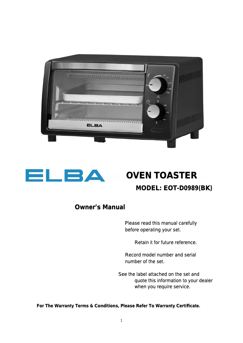 Página 1 del manual Manual de usuario Elba EOT-D0989(BK)