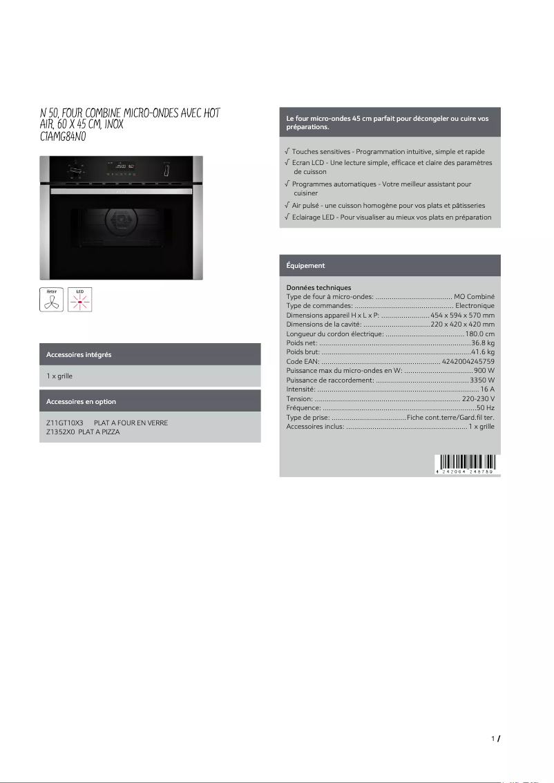 Imagen de la primera página del manual del dispositivo C1AMG84N0