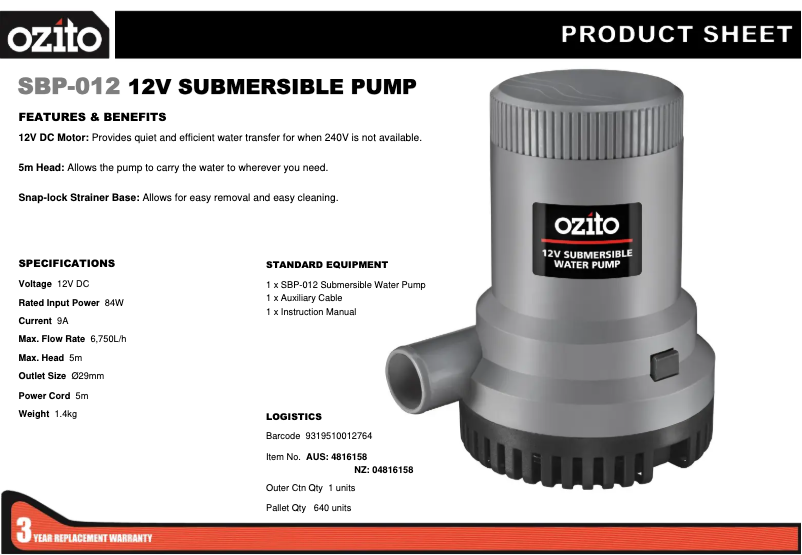 Imagen de la primera página del manual del dispositivo SBP-0121
