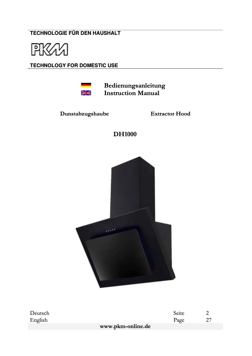 Imagen de la primera página del manual del dispositivo DH1000