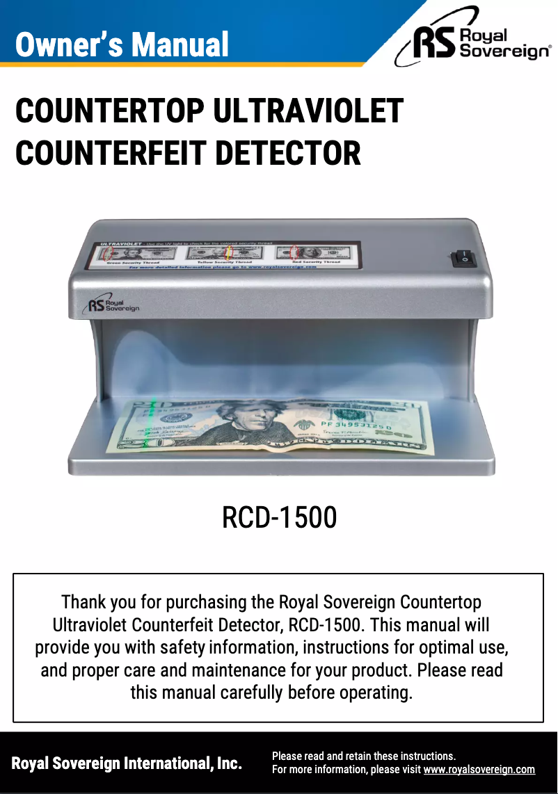 Página 1 del manual Manual de usuario Royal Sovereign RCD-1500