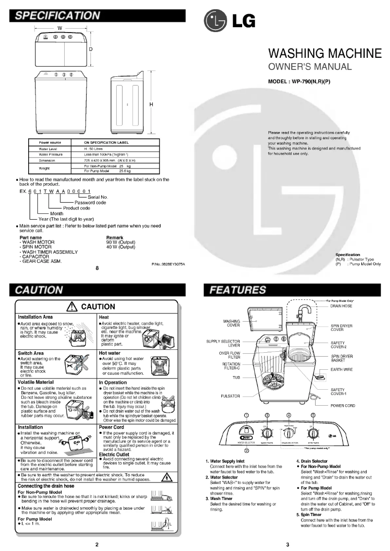 Página 1 del manual Manual de usuario LG WP-790R