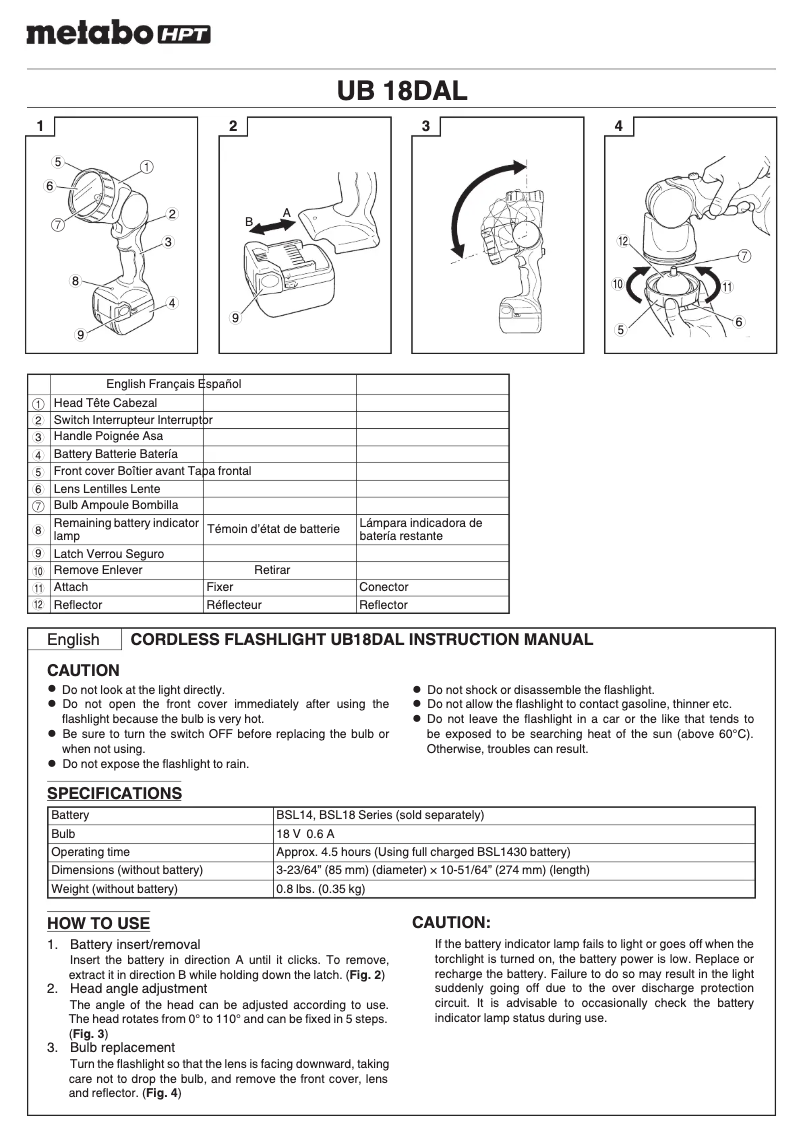 Imagen de la primera página del manual del dispositivo UB18DAL