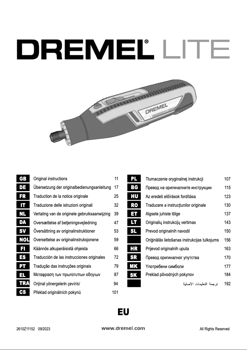 Página nº 1 - Manual de usuario Dremel Lite