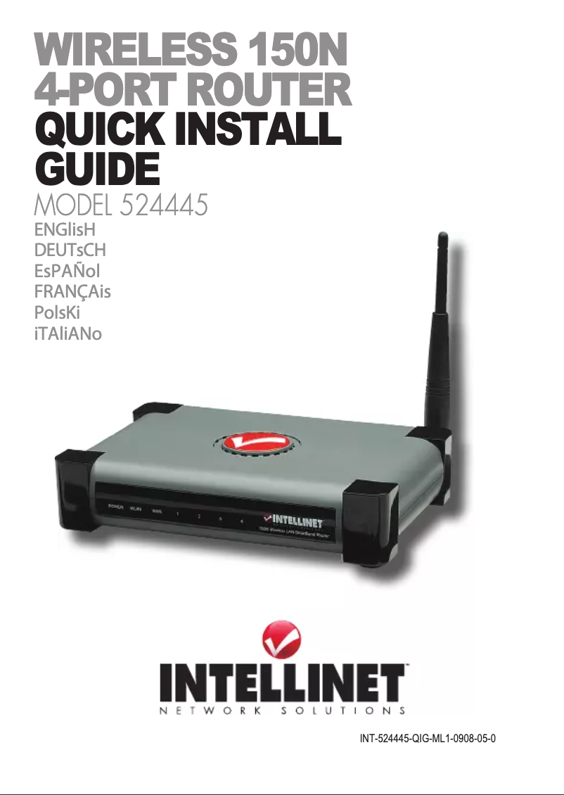 Página 1 del manual Manual de usuario Intellinet Wireless 150N 4-Port Router 524445