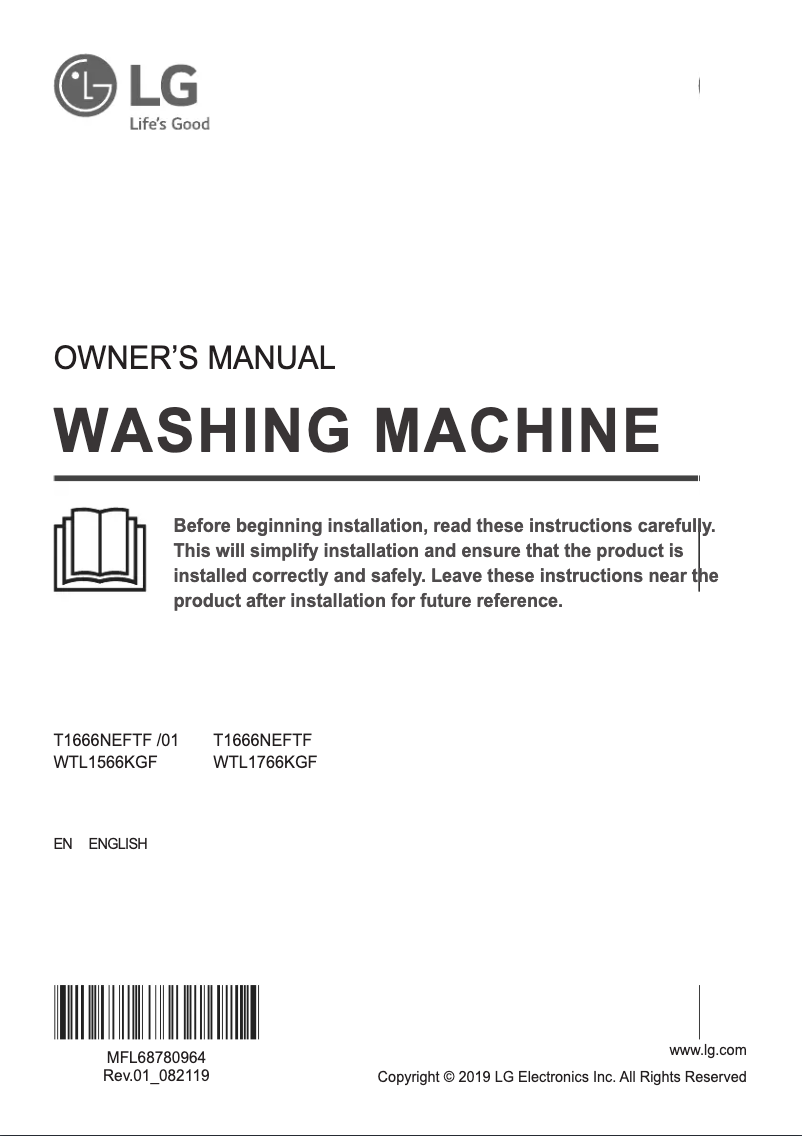 Página 1 del manual Manual de usuario LG WTL1566KGF