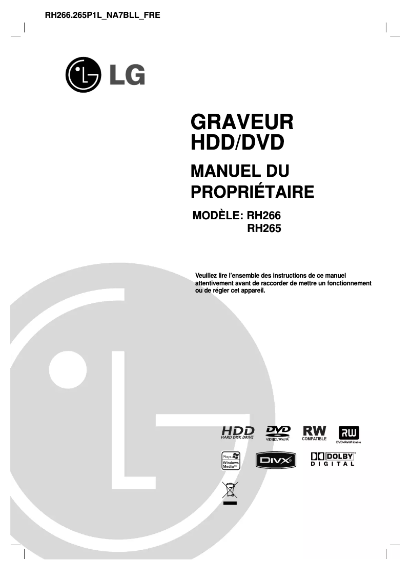 Imagen de la primera página del manual del dispositivo RH265