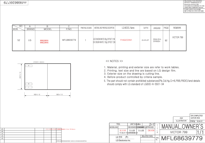 Imagen de la primera página del manual del dispositivo WM22WV6