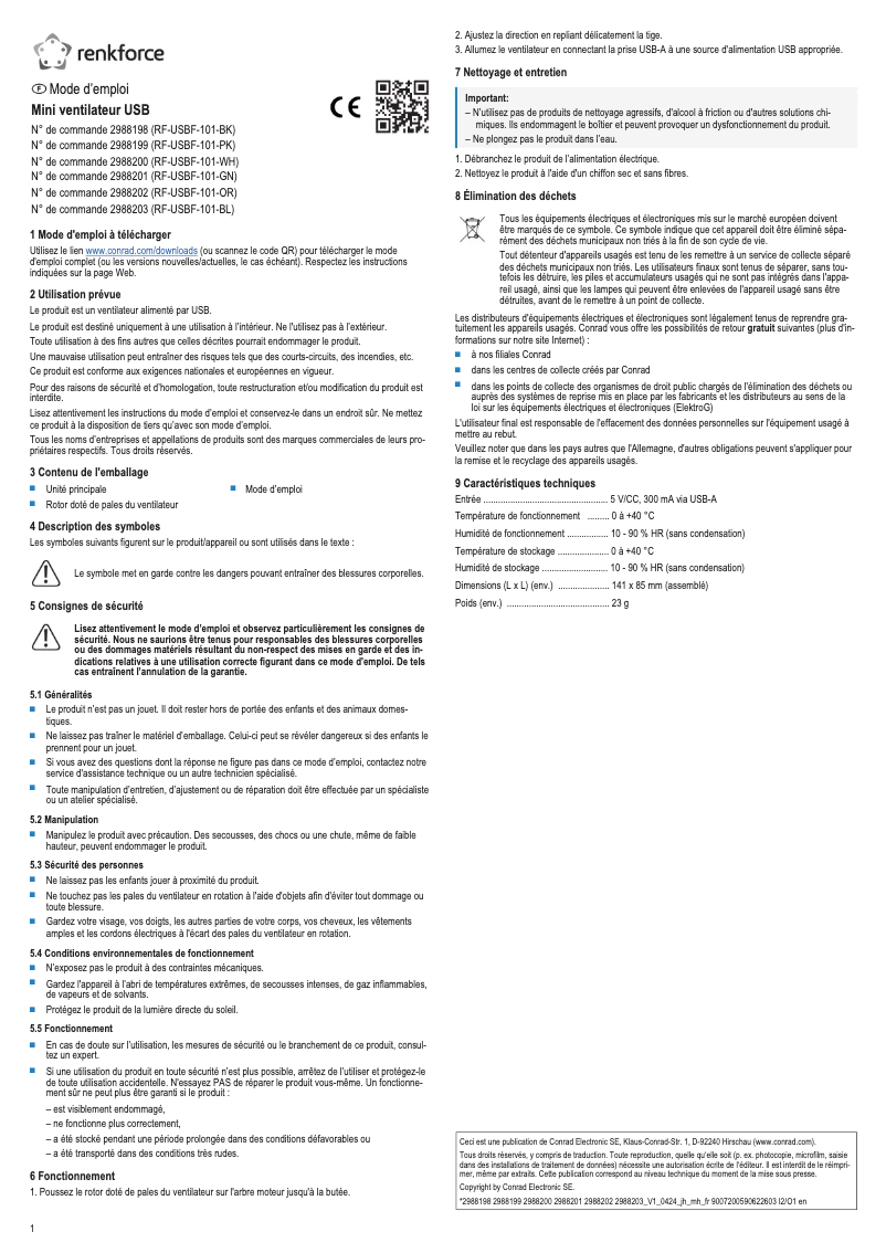 Página nº 1 - Manual de usuario Renkforce RF-USBF-101-WH